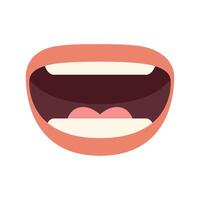 Open mouth smiling showing tongue and teeth vector