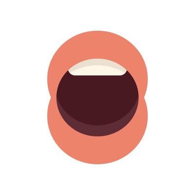 Open mouth showing teeth is talking or singing