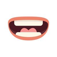 Cartoon mouth showing teeth and tongue while smiling vector
