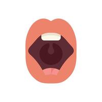 Open mouth with tongue showing teeth and filling illustration vector