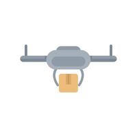 Modern delivery drone carrying a cardboard package vector