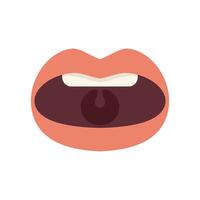 Open mouth showing teeth and tongue in flat design style vector