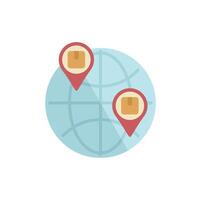 Global shipping and logistics with package tracking on world map vector