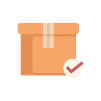 Cardboard box sealed with tape showing check mark symbol vector