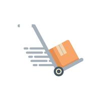 Hand truck transporting box fast delivery service icon vector