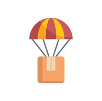 Delivery service is dropping a cardboard parcel with parachute vector