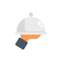 Waiter hand holding a silver platter or cloche vector