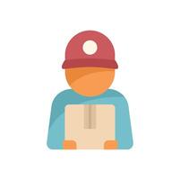 Delivery man in uniform is holding a cardboard box vector