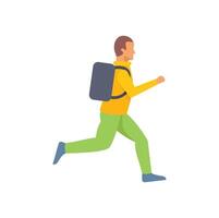 Young delivery man running with a backpack vector