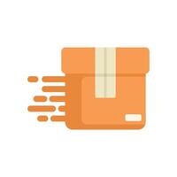 Orange cardboard box moving fast representing fast delivery service vector
