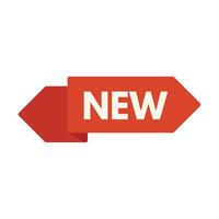 Red ribbon showing new arrival with white text vector
