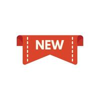 Red folded ribbon banner showing new arrival product label vector