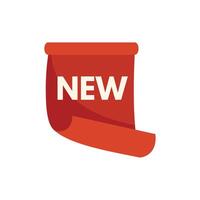 Red ribbon banner stating new with curved edges vector