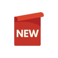 Red folded sticker with curved corner announcing new product vector