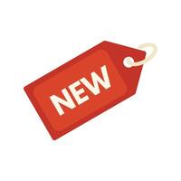 Red price tag with string displaying new sign vector