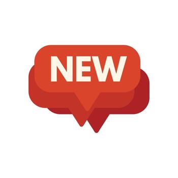 Red doubled speech bubble showing new arrival information vector