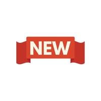Red ribbon banner stating new with curved edges vector