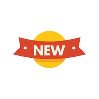 Red ribbon showing new announcement on yellow circle vector