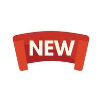 Red ribbon banner stating new indicating new arrival or product launch vector