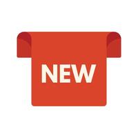 Red folded sticker with curved edges showing new arrival vector