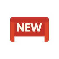 Red ribbon banner stating new with curled edges vector