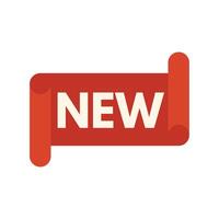 Red ribbon banner stating new with rolled edges vector