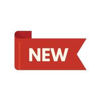 Red ribbon banner displaying new sign vector