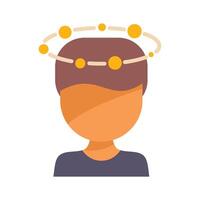 Young man feeling dizzy with circles spinning around head vector