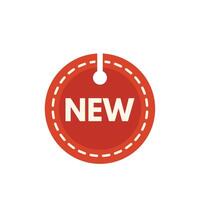 Red price tag with the word new hanging showing promotion vector