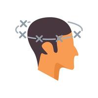 Man suffering from dizziness feeling head spin side view vector