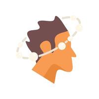 Man thinking with pearls rotating around his head like thoughts vector