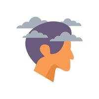 Man experiencing depression with raincloud over head vector