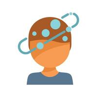 Young man experiencing dizziness with rotating circles around head vector