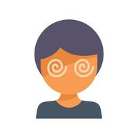 Cartoon character feeling dizzy with spiral eyes showing confusion vector