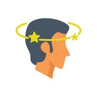 Man experiencing dizziness with rotating stars around head vector