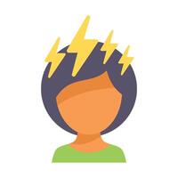 Woman having brainstorming session with lightning over head vector