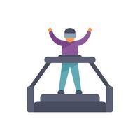 Man is enjoying a virtual reality experience while running on a treadmill vector