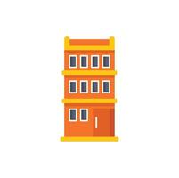 Three storey residential building with orange facade and multiple windows vector