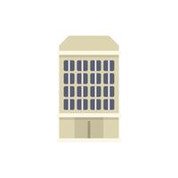 Modern city building with large windows facade flat design icon vector