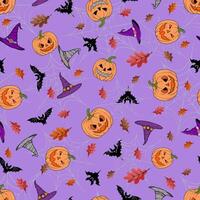 Beautiful seamless pattern for Halloween on purple background vector