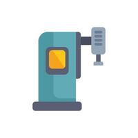 Industrial robot operating with arm extended in factory setting vector