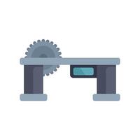 Circular saw cutting woodworking machine operating with display showing parameters vector