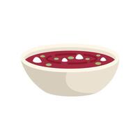 Steaming bowl of borscht soup with sour cream and parsley garnish vector