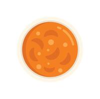Bowl of pumpkin soup with cream being served for dinner vector