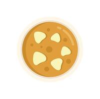 Bowl of soup with croutons on white background vector