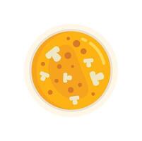Creamy mushroom soup in white bowl top view vector