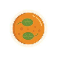 Bowl of soup with garnish on white background vector