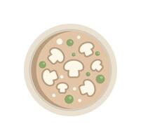 Bowl of soup containing mushrooms and peas appetising illustration vector