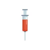 Red syringe filled with blood for medical injection vector
