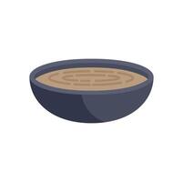Blue bowl containing steaming hot soup on white background vector